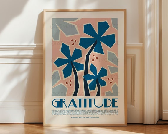 Gratitude Affirmation Print, Boho Mindfulness Art
