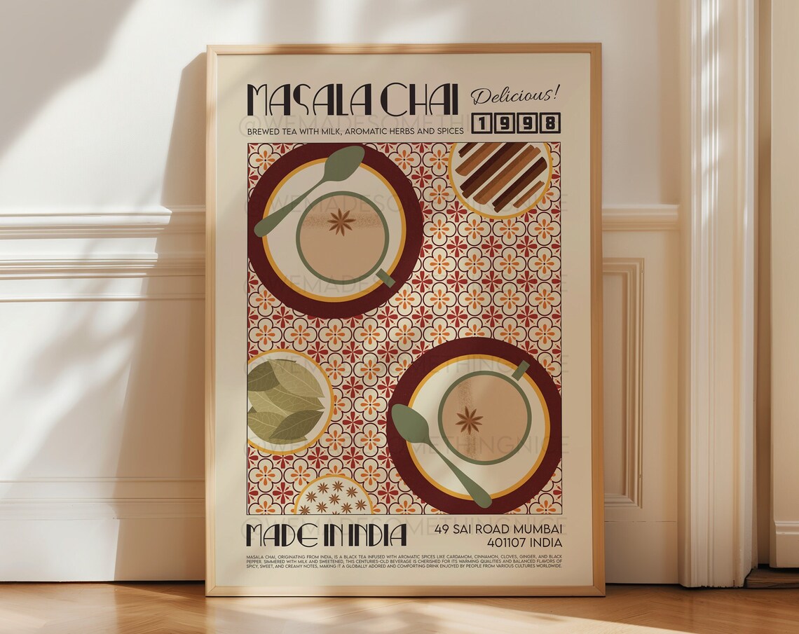 Masala Chai Poster, Modern Kitchen Decor Art Print