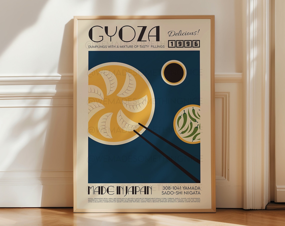 Gyoza Poster, Modern Japanese Food Art Print