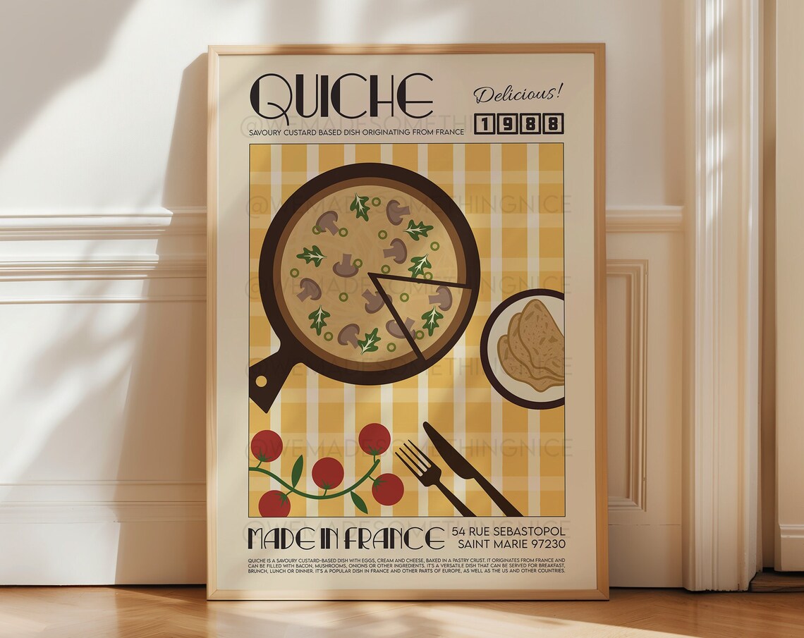 French Quiche Retro Kitchen Pop Art Poster Print