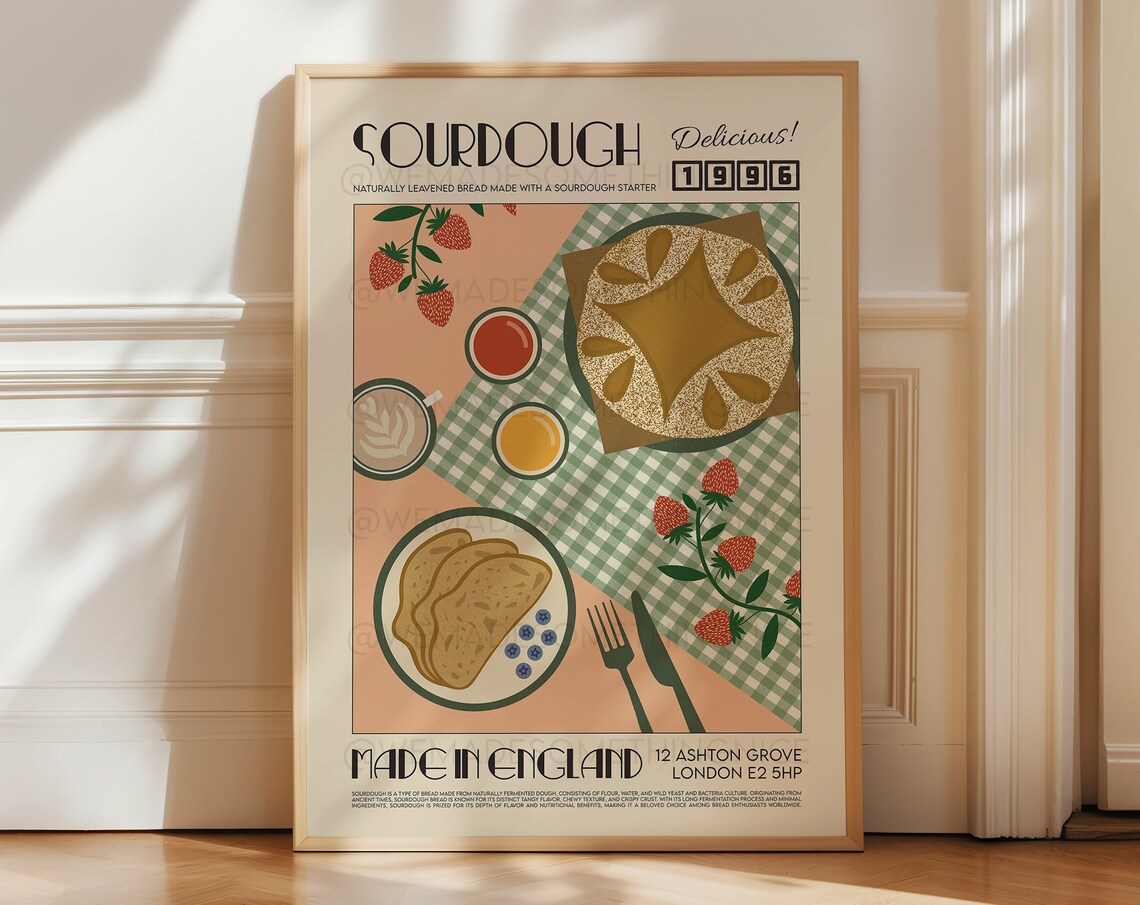 Sourdough Retro Kitchen Art Poster Print