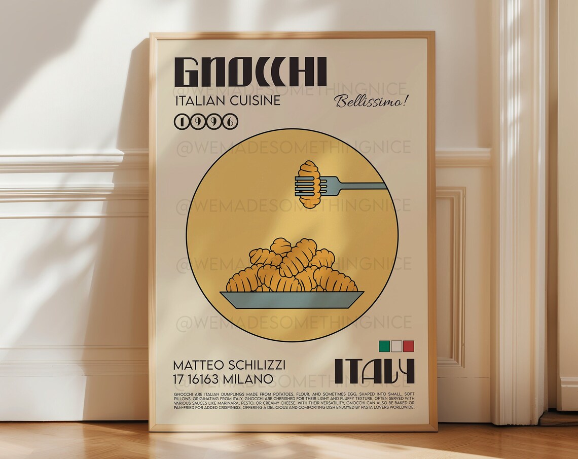 Gnocchi Retro Kitchen Art Print, Food Poster