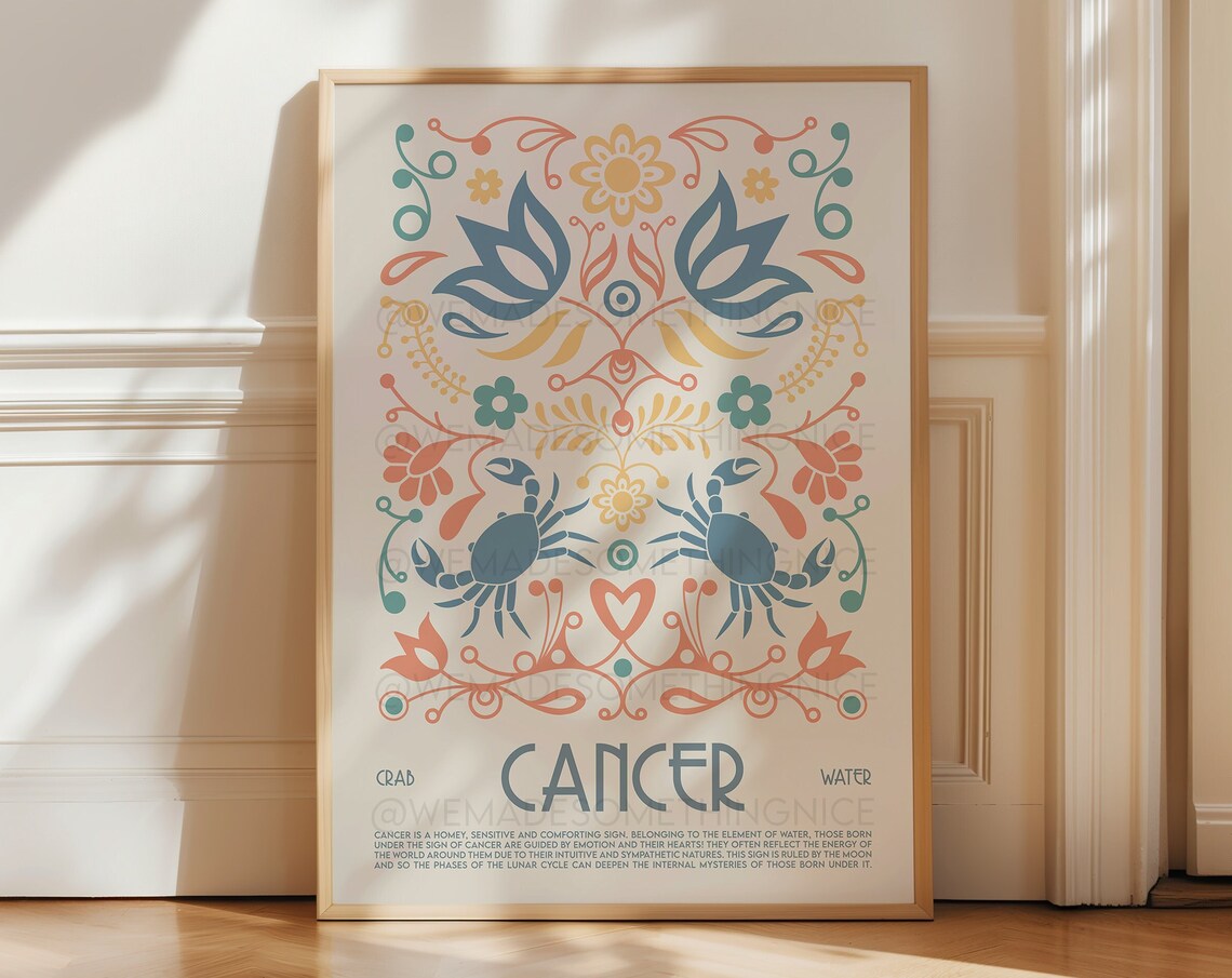 Cancer Horoscope Astrology Exhibition Poster, Boho Art Print