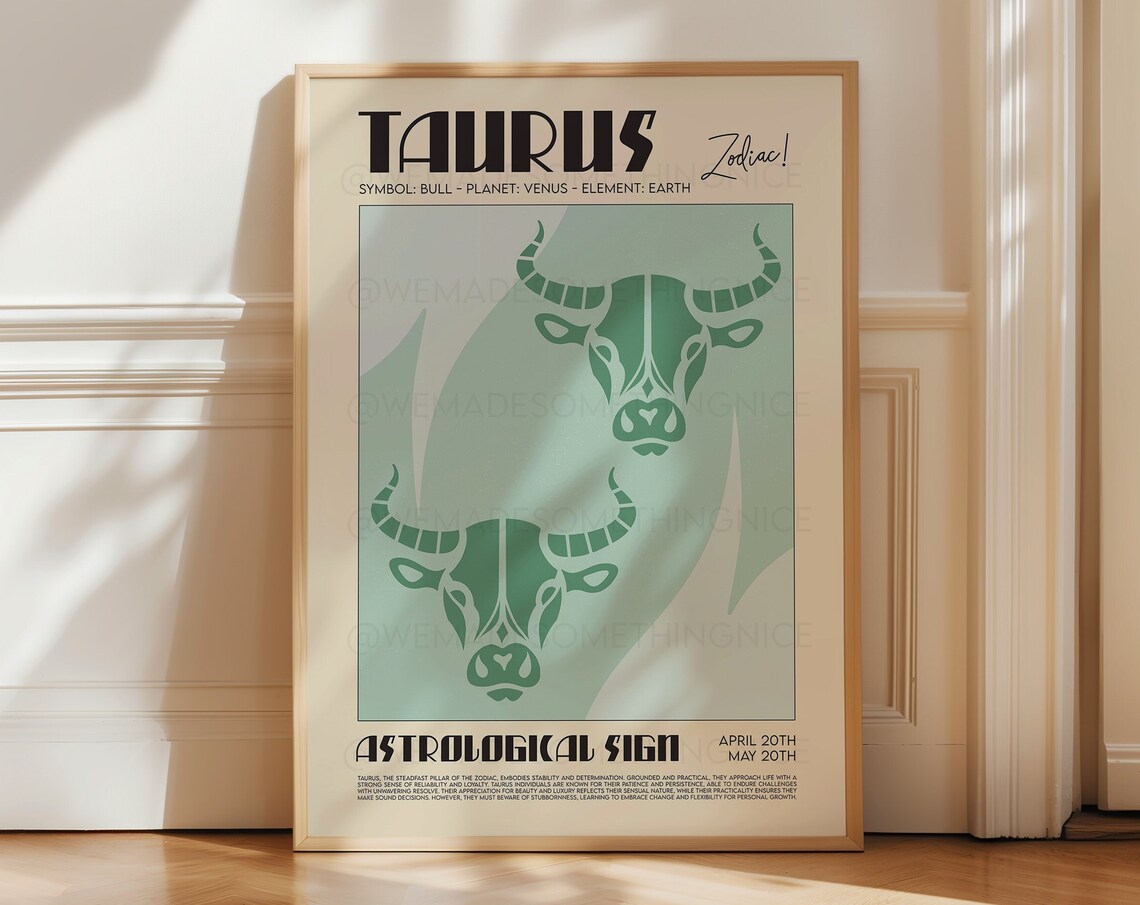 Taurus Horoscope Poster, Astrological Art Print