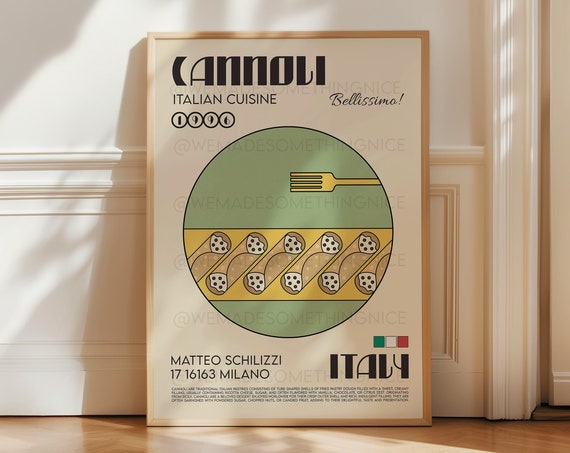 Cannoli Retro Kitchen Poster Print, Italia Art