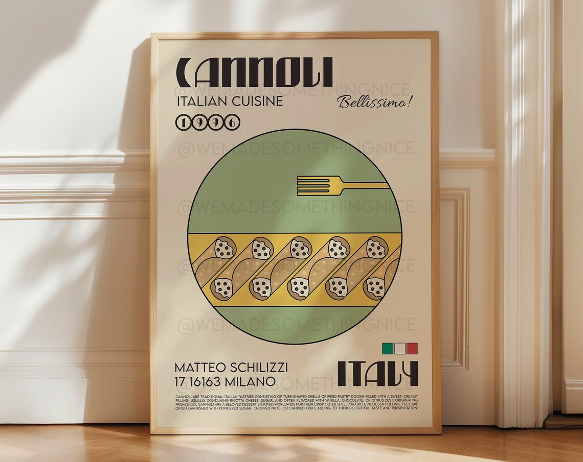 Cannoli Retro Kitchen Poster Print, Italia Art