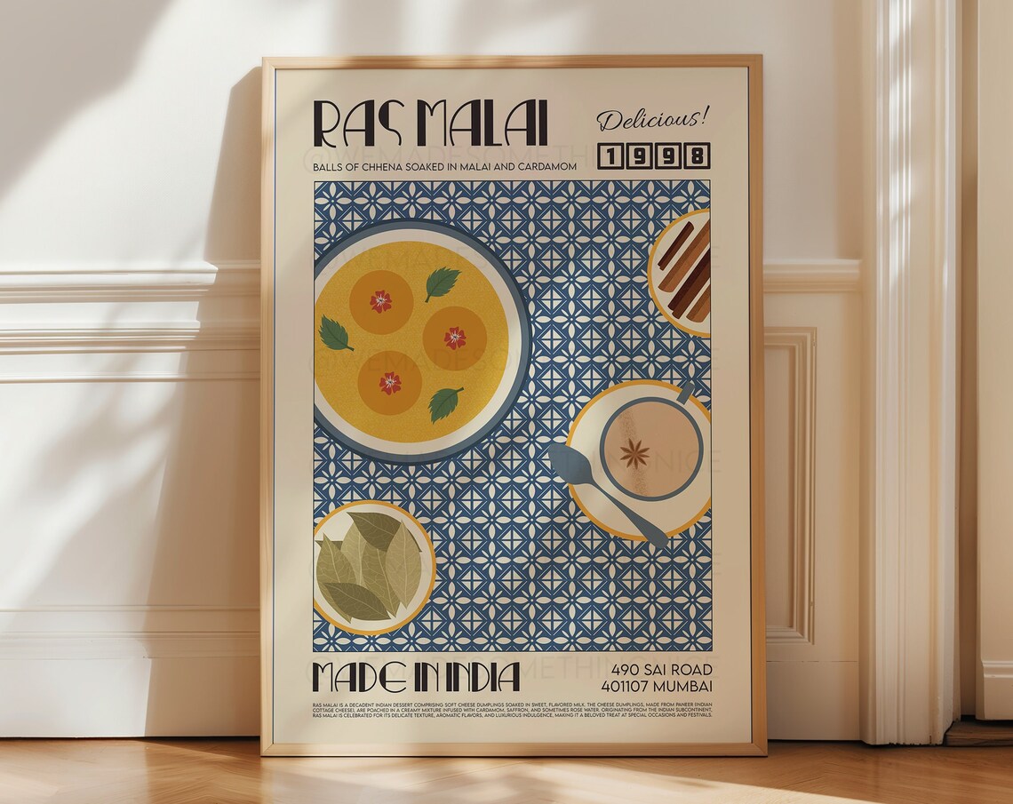 Ras Malai Retro Kitchen Travel Poster Print