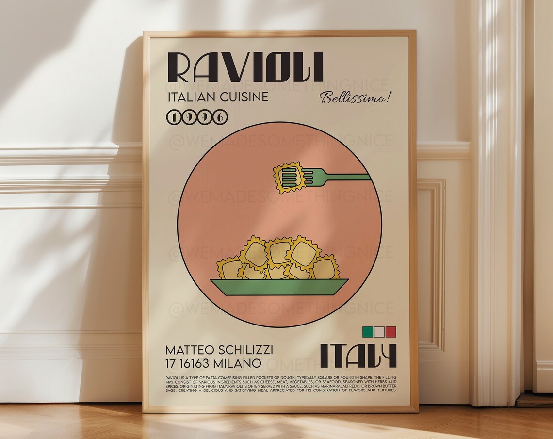 Ravioli Retro Kitchen Art Print, Chef Poster