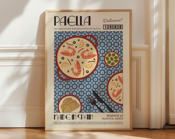 Paella Kitchen Art Print, Food Poster Decor