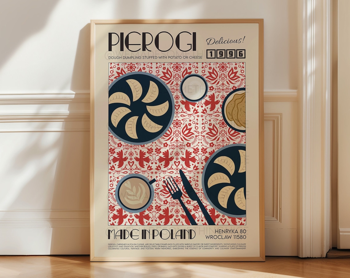 Pierogi Retro Kitchen Art Print, Modern Decor