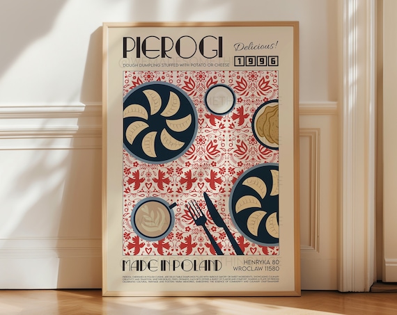 Pierogi Retro Kitchen Art Print, Modern Decor