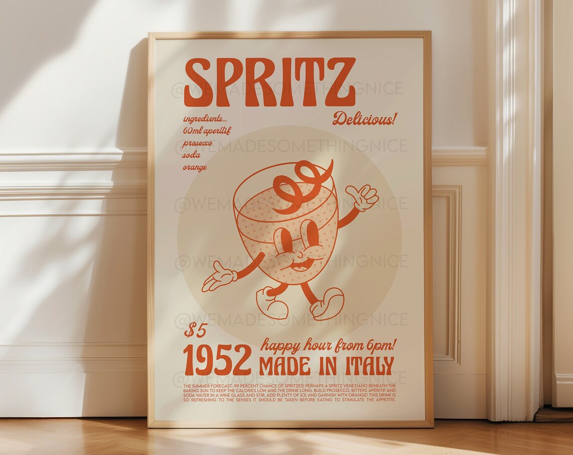 Spritz Cocktail Retro Kitchen Art Print
