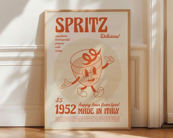 Spritz Cocktail Retro Kitchen Art Print