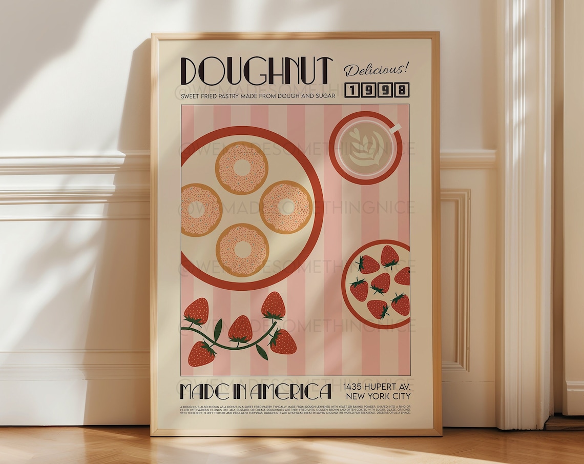 Doughnut Poster, Retro Kitchen Art Print