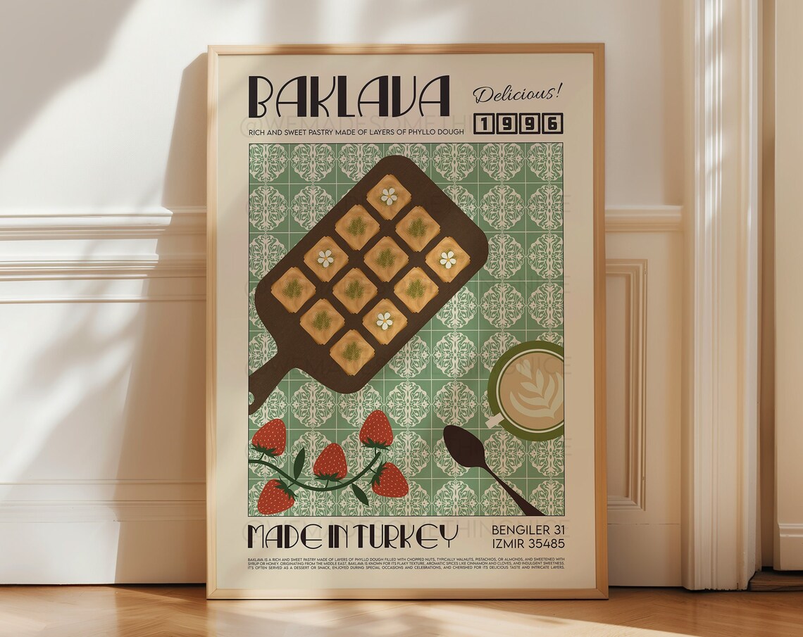 Baklava Kitchen Poster, Retro Pop Art Art Print