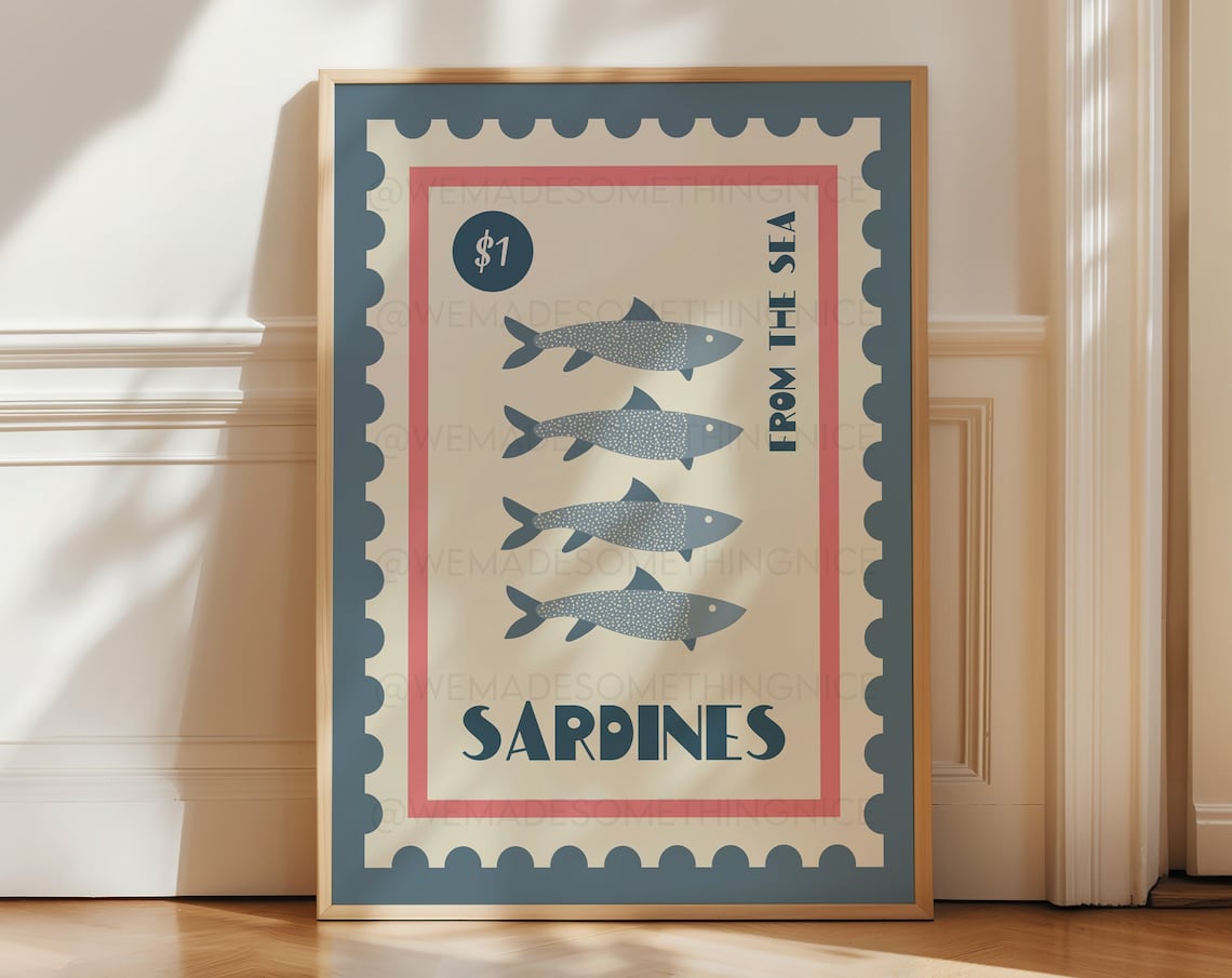 Sardines Coastal Vintage Food Art Print