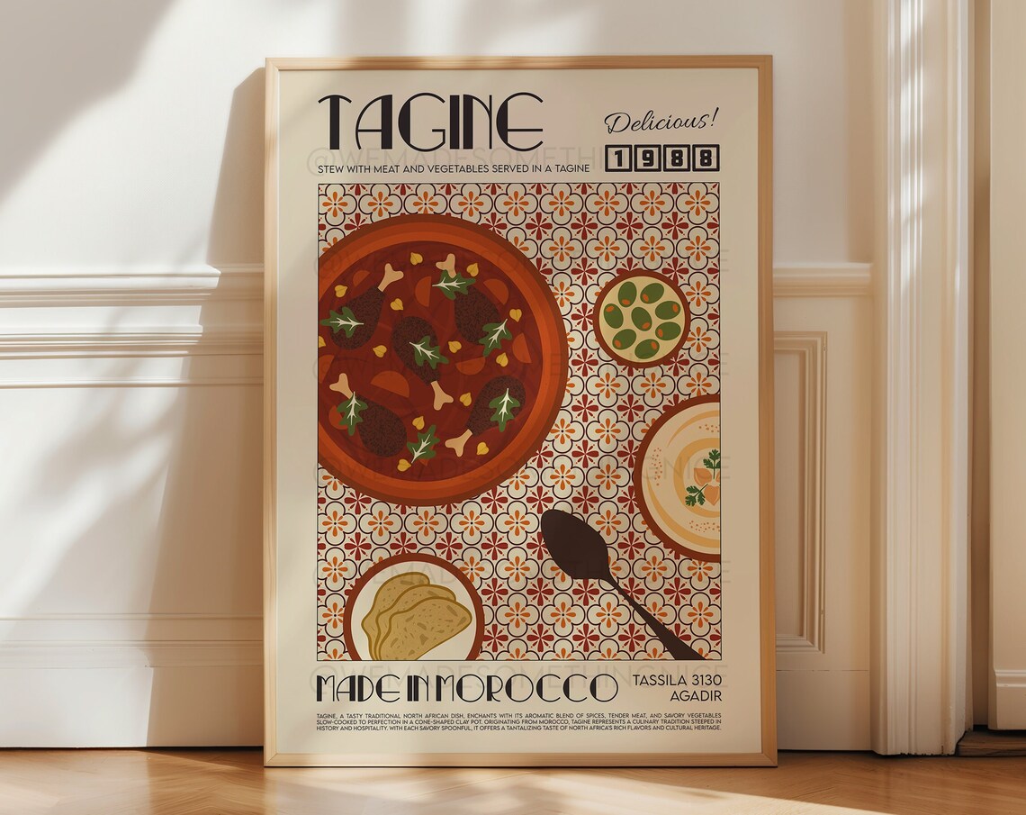 Tagine Print, Mid-Century Modern Kitchen Poster