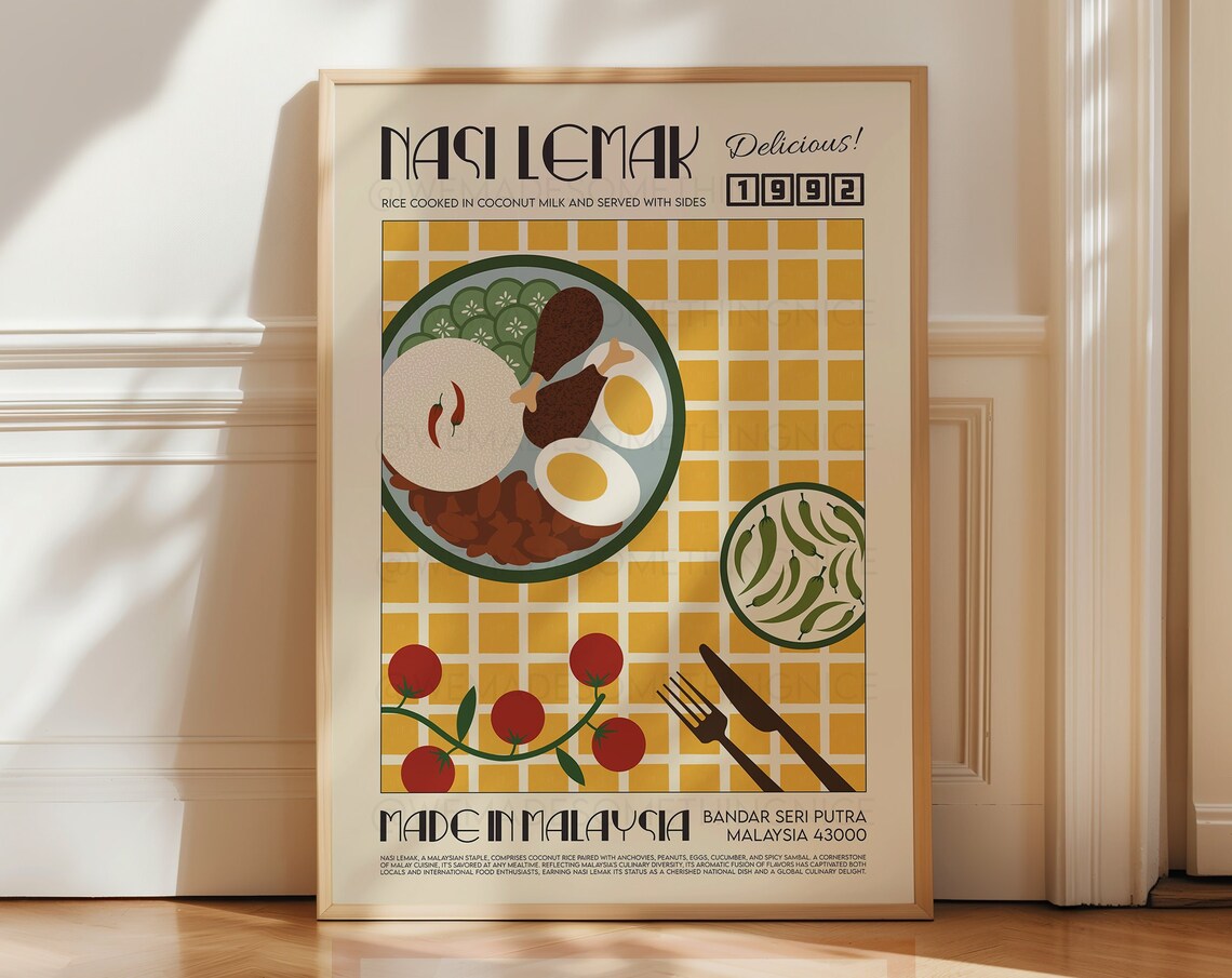 Nasi Lemak Poster Print, Modern Kitchen Decor