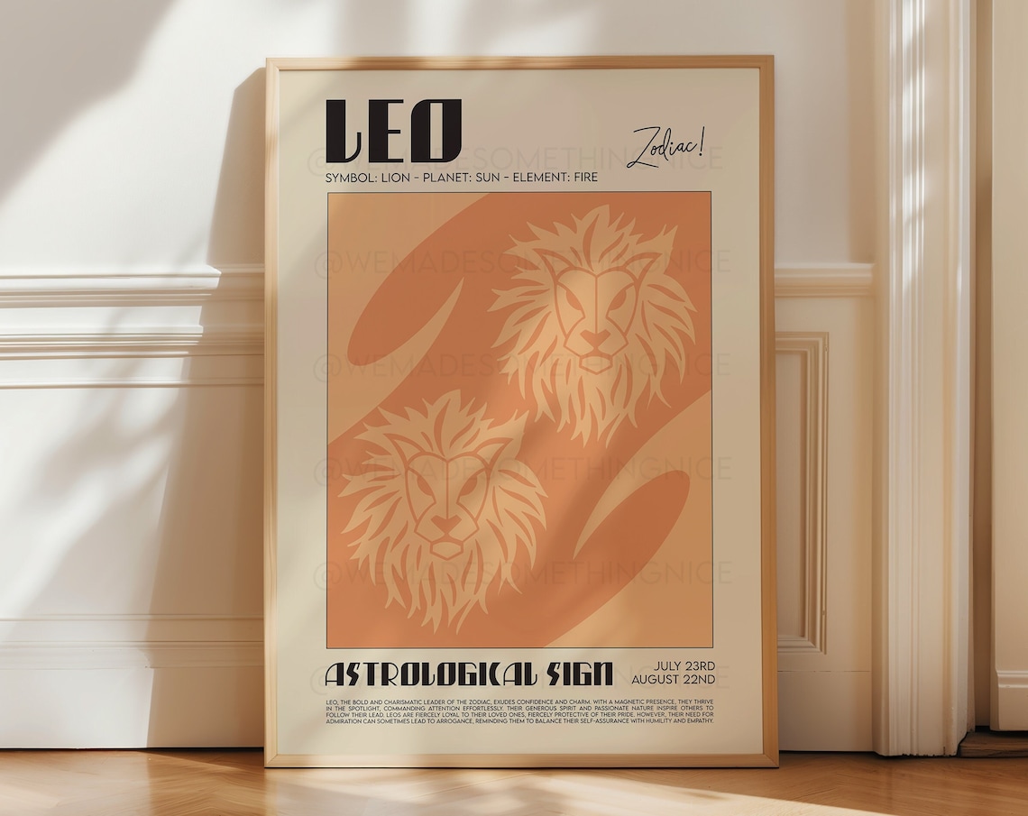 Leo Horoscope Poster, Astrological Wall Art Print