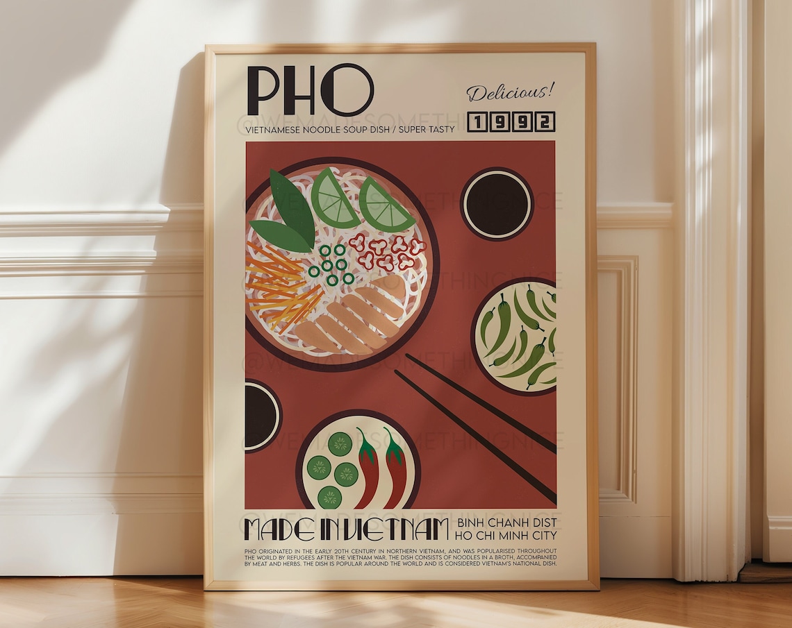 Pho Poster, Retro Kitchen Food Art Print