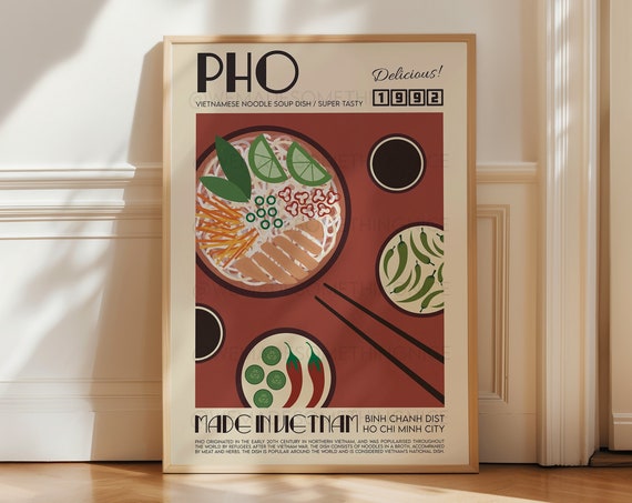 Pho Poster, Retro Kitchen Food Art Print