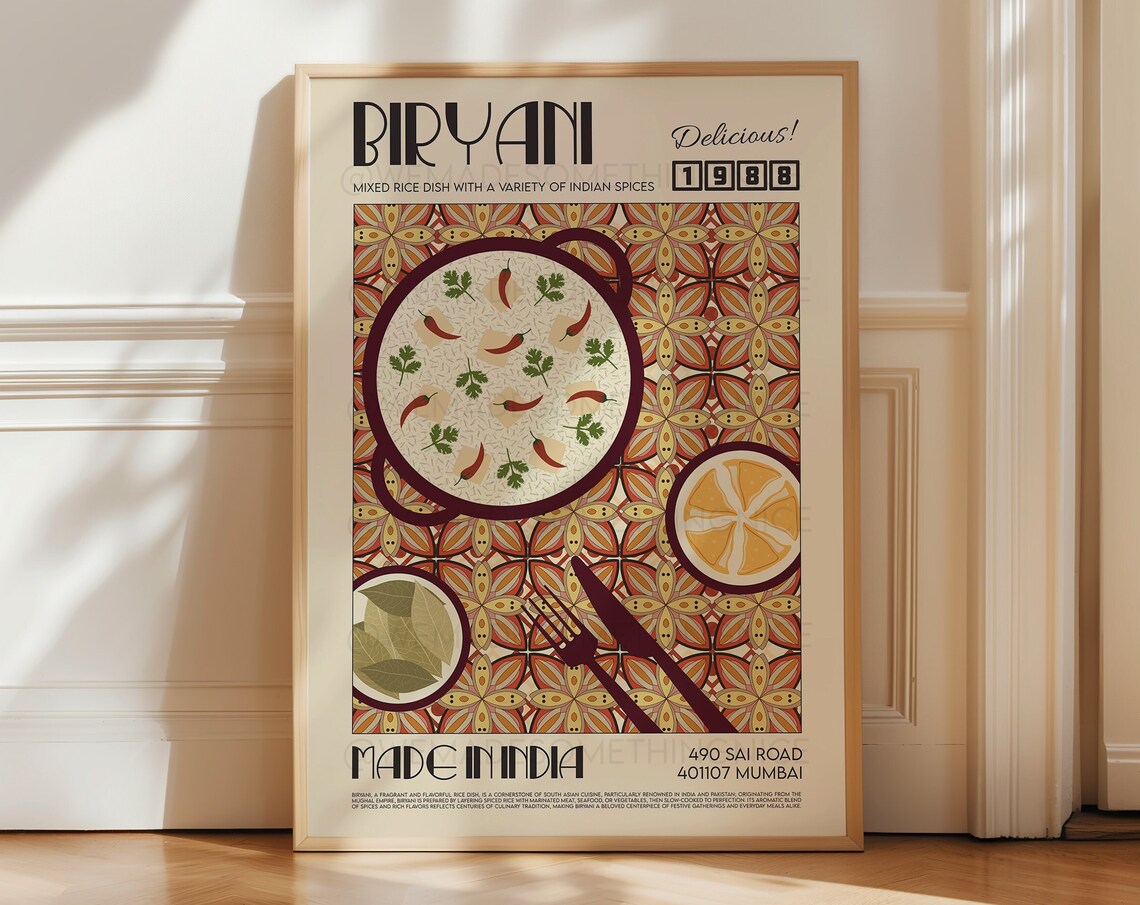 Biryani Poster, Retro Modern Kitchen Wall Print
