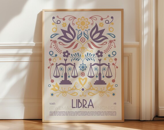Libra Horoscope Poster, Astrological Wall Art Print