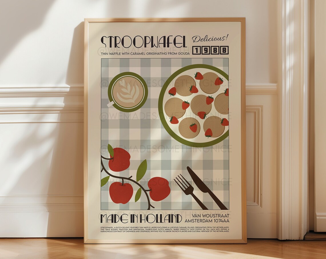Stroopwafel Poster, French Retro Scandinavian Kitchen