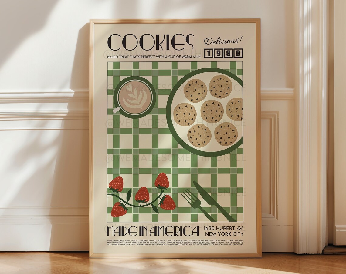 Cookies Poster, Retro Pop Art Kitchen Print