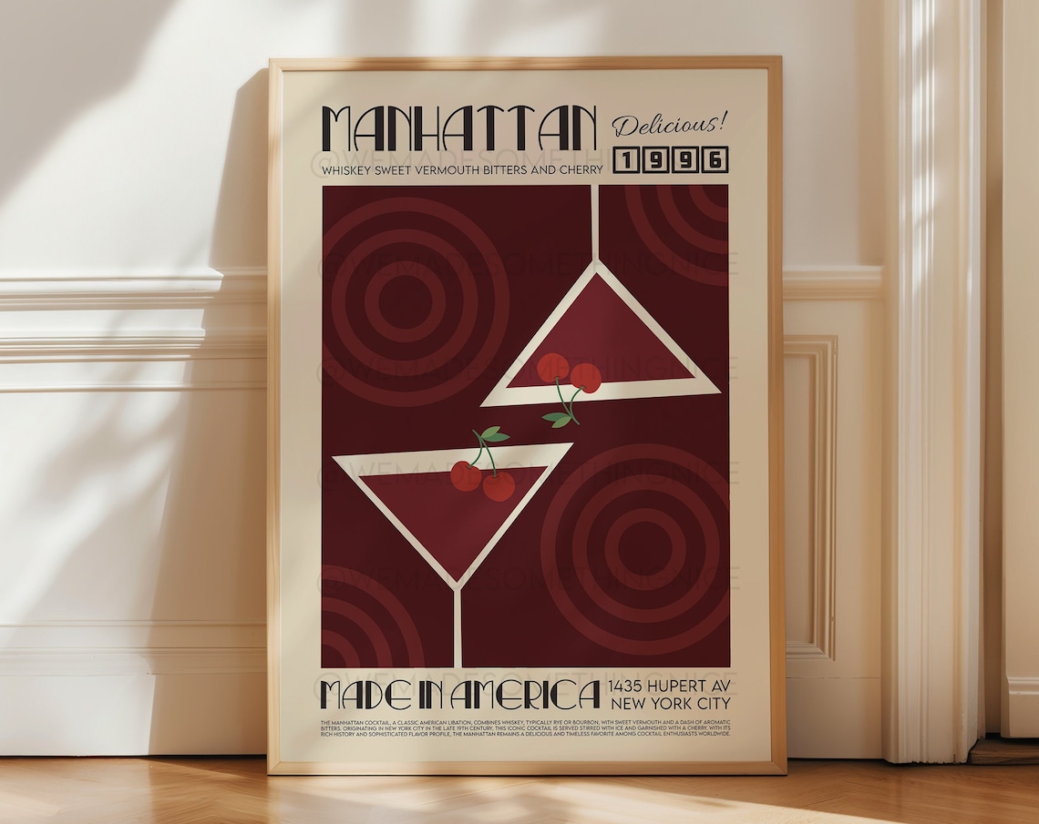 Manhattan Kitchen Cocktail Poster, Mid-Century Modern