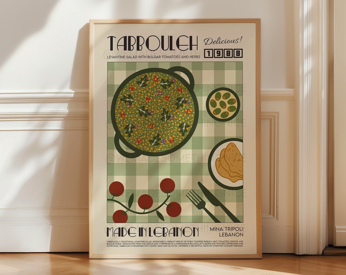 Tabbouleh Kitchen Decor, Mid-Century Modern Art Print