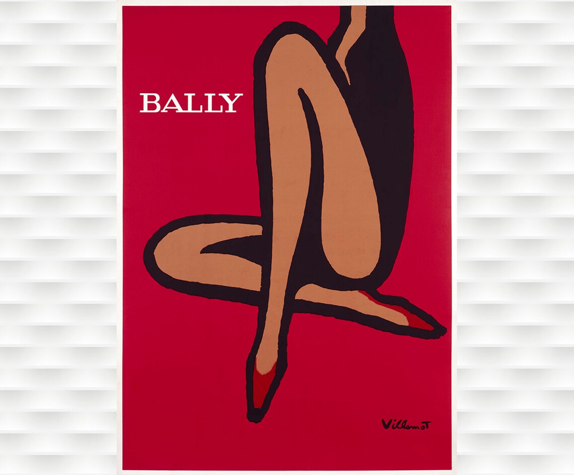 Bally Villemot Minimalist Seated Legs Red Vintage Fashion Poster