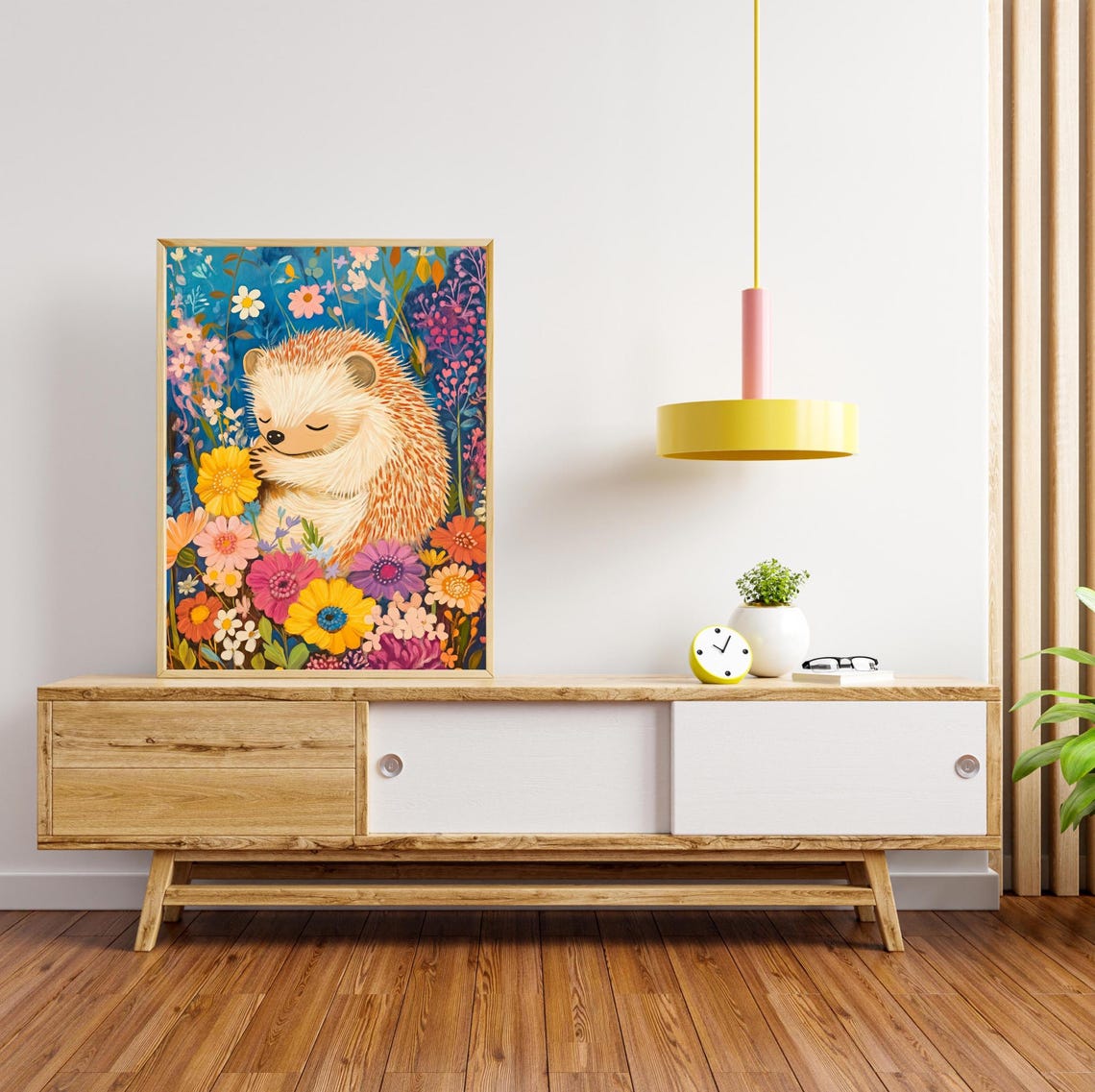 Sweet Sleeping Hedgehog In A Colorful Wildflower Meadow Poster - Image 2