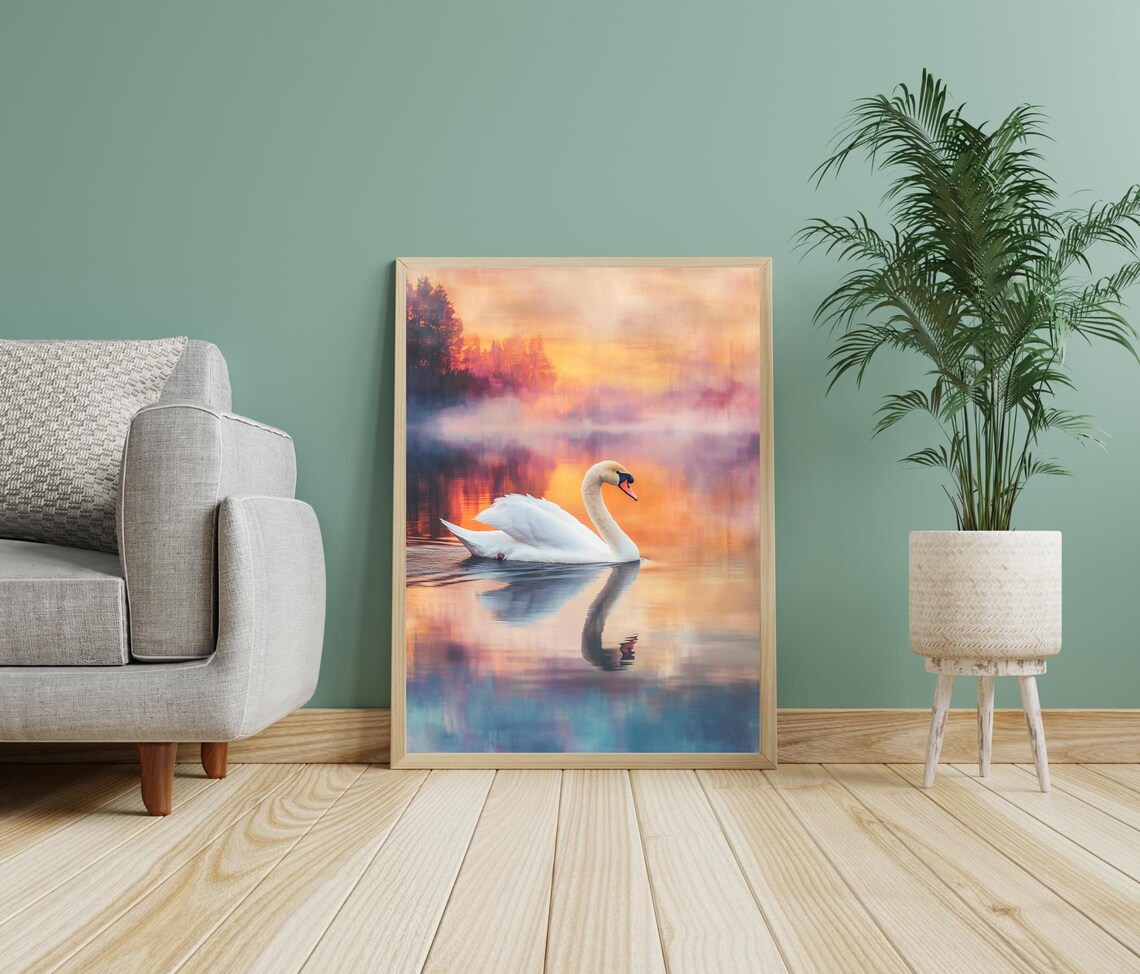 Swan Antique Maximalist Nursery Art Print - Image 2