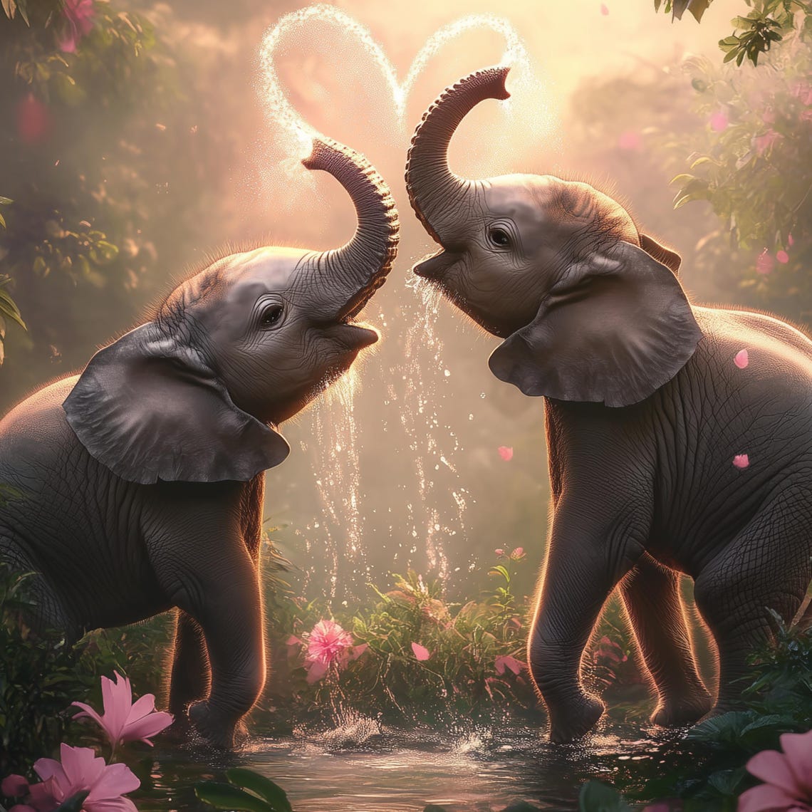 Adorable Baby Elephants Forming A Heart With Their Trunks Poster - Image 3