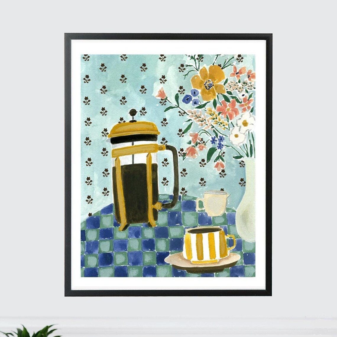 French Press Coffee Kitchen Wall Poster Print
