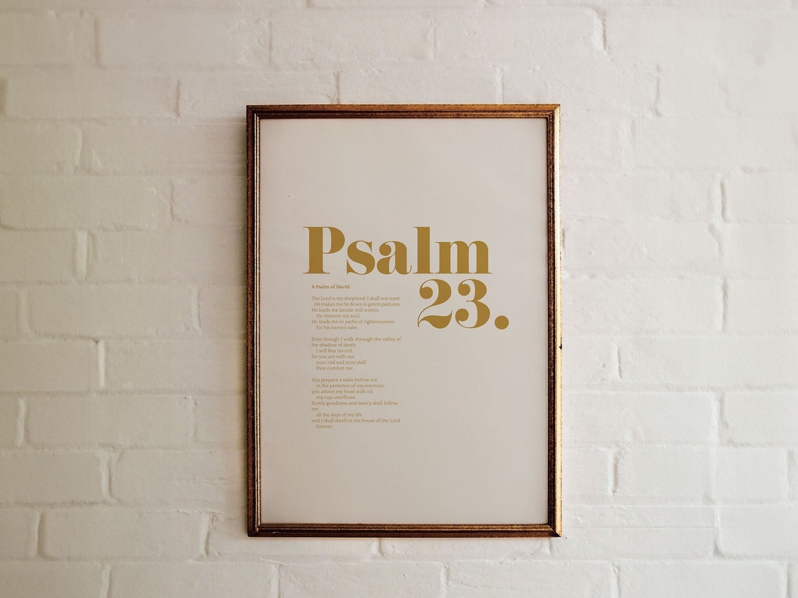 Psalm 23 Gold Typography Full Text Elegant Shepherd Bible Poster - Image 4