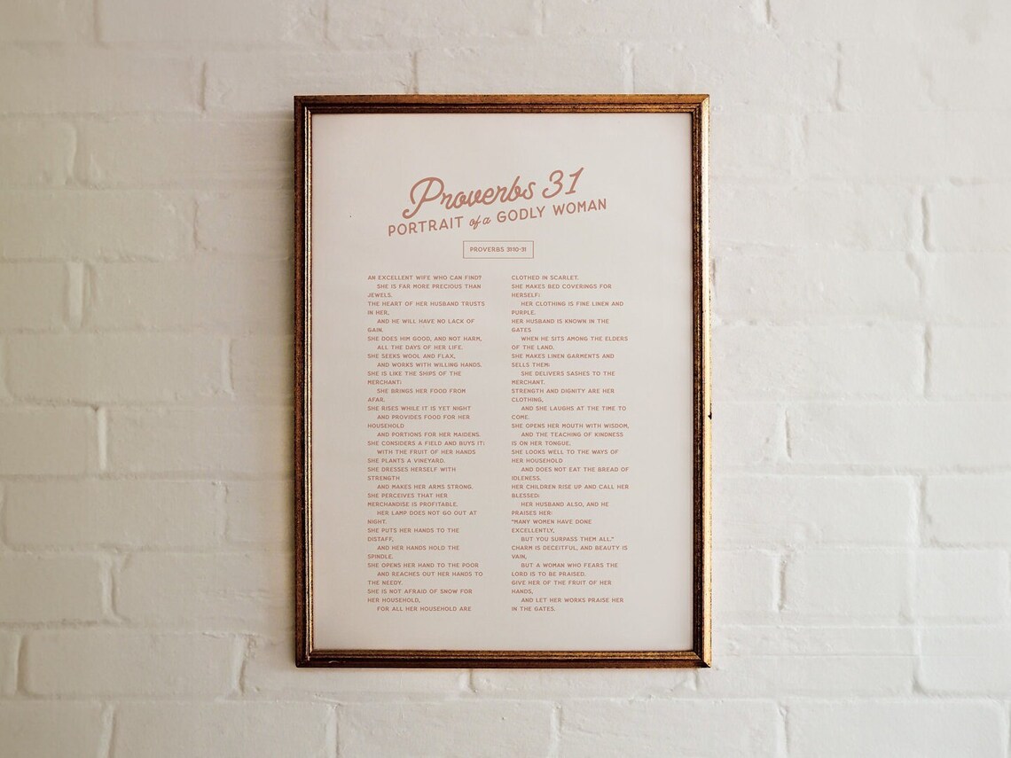 Proverbs 31 Woman Bible Verse Art Print, Retro Vintage