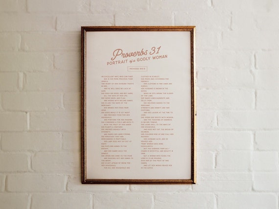 Proverbs 31 Woman Bible Verse Art Print, Retro Vintage