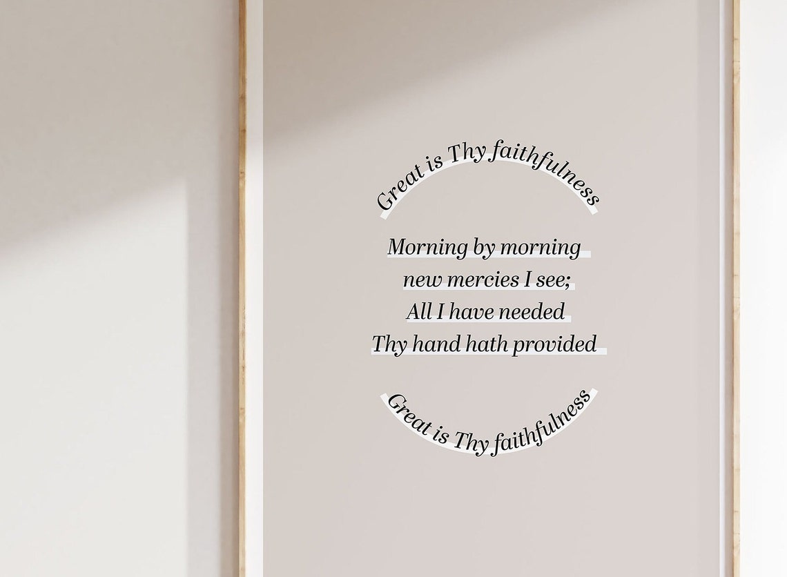 Great Is Thy Faithfulness Hymn Lyric Circular Script Christian Poster - Image 3