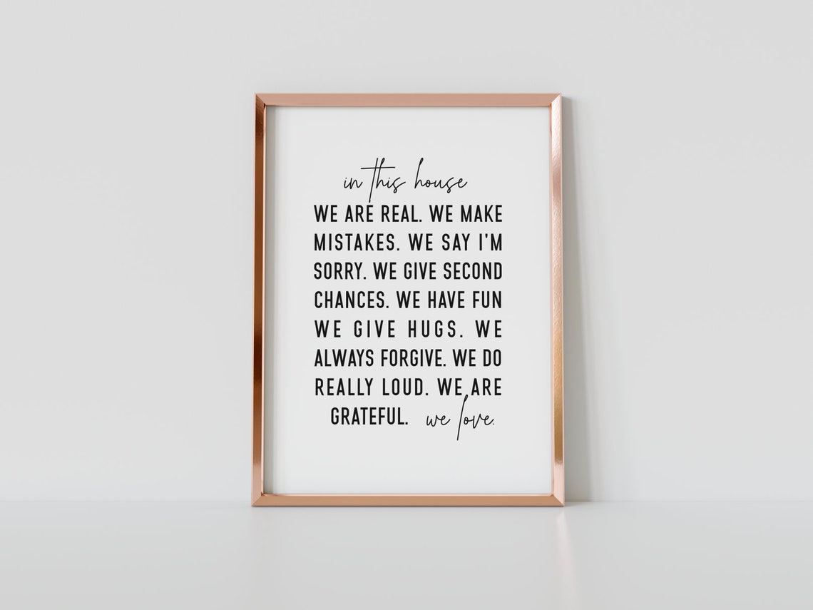 In This House We Are Real Family Rules Script Typography Poster - Image 3