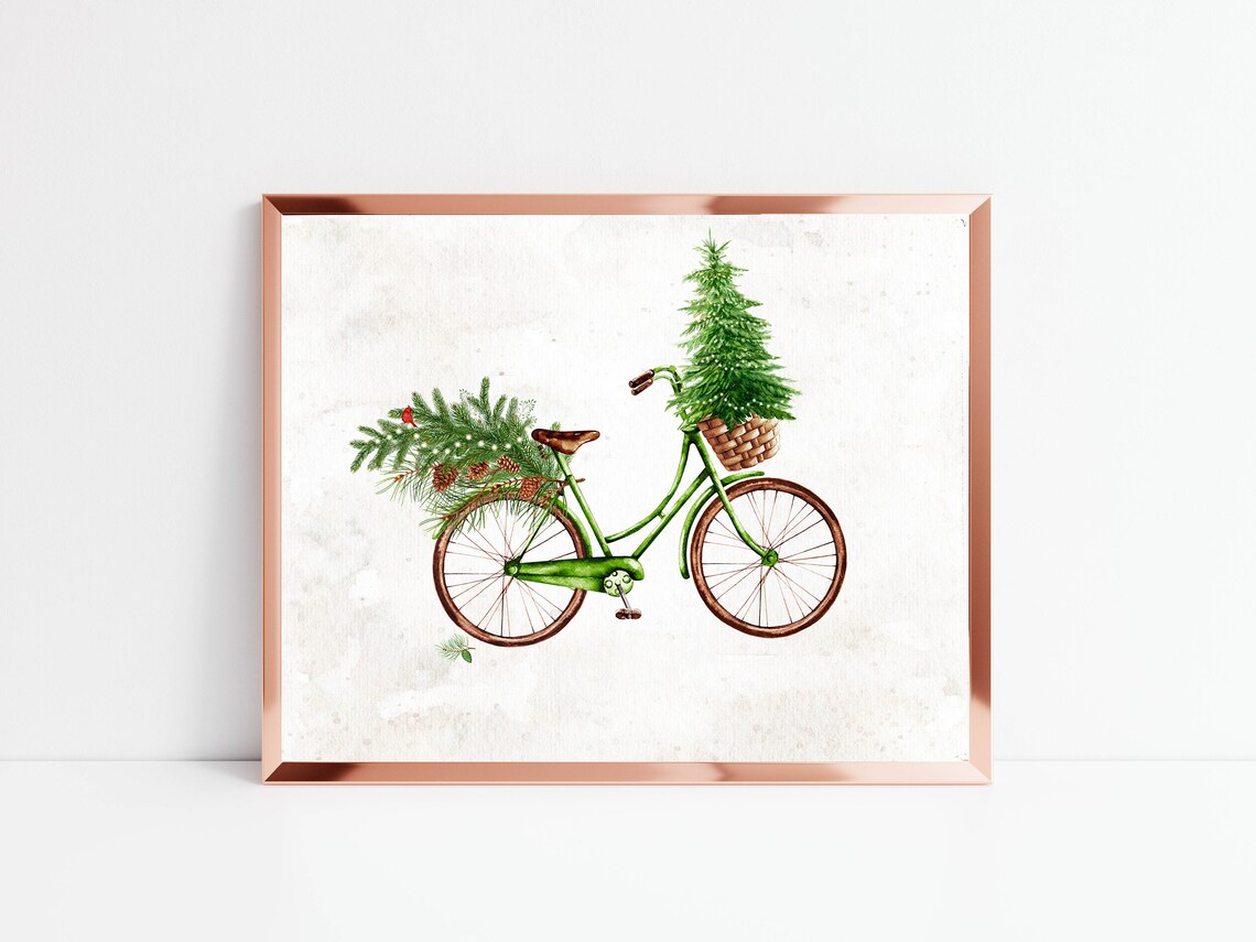 Christmas Bicycle Winter Rustic Holiday Art Print - Image 4
