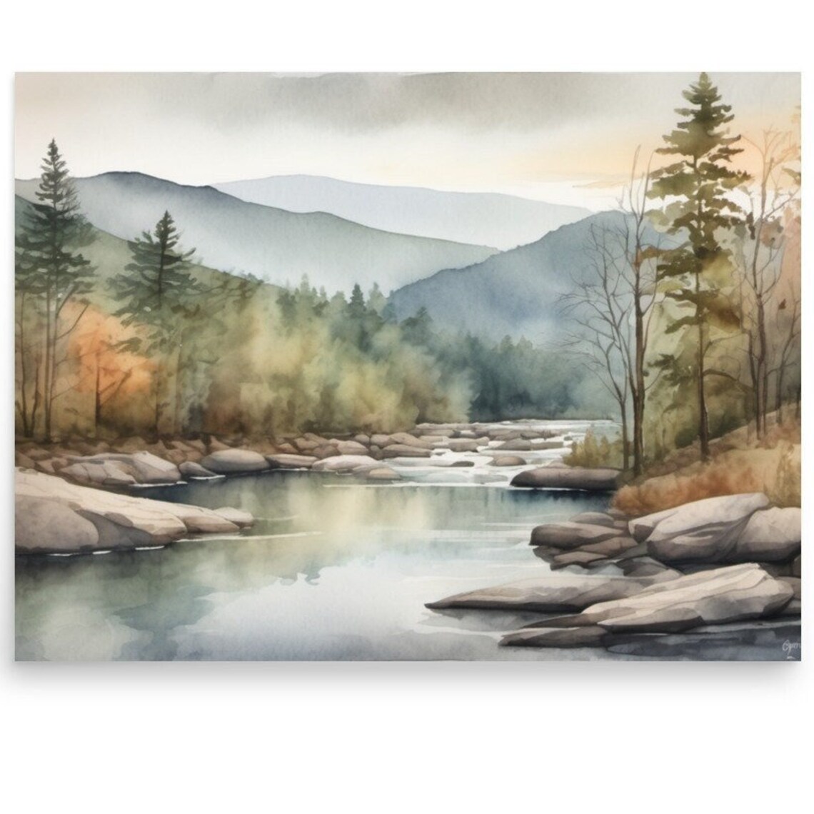 Great Smoky Mountains National Park Watercolor Travel Poster