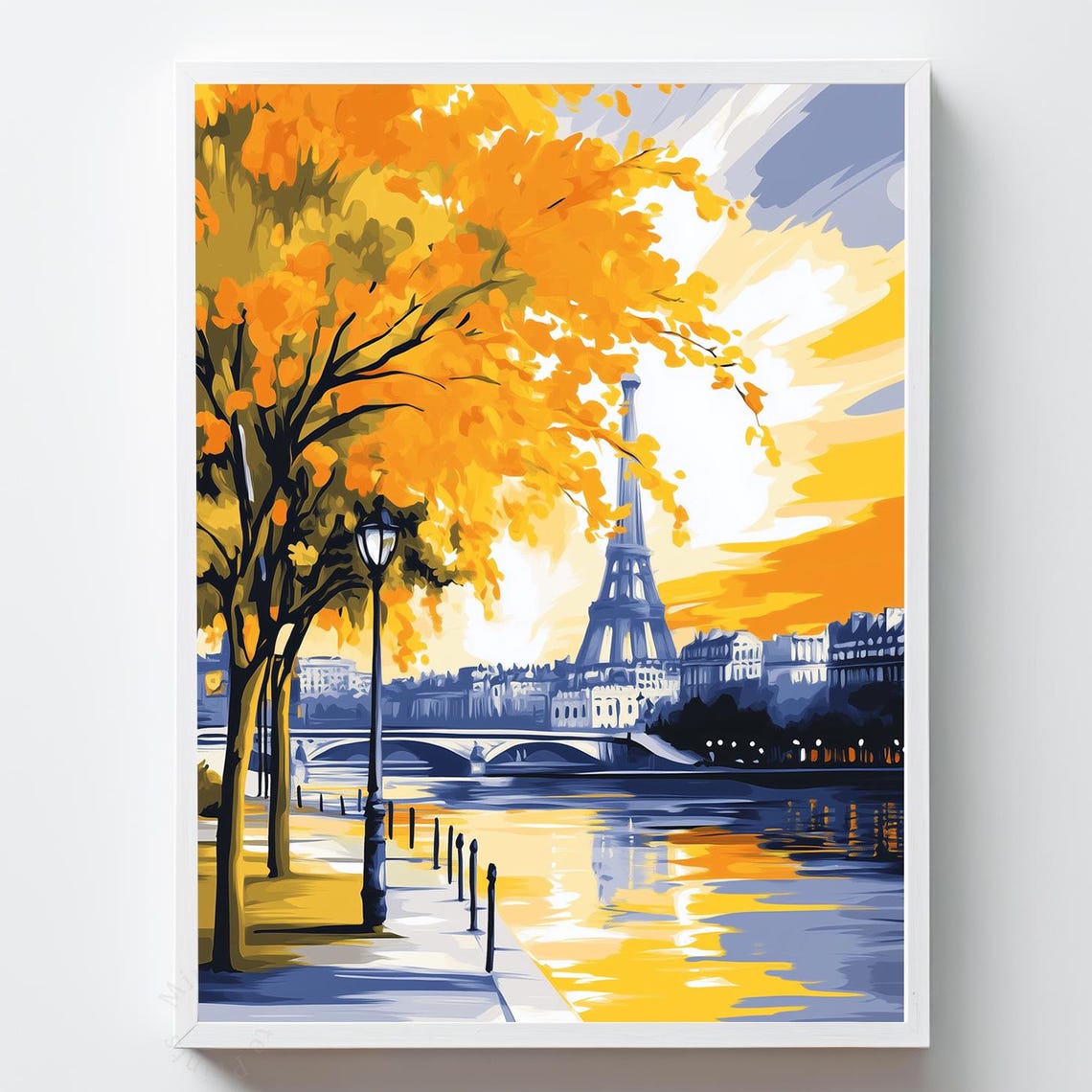 Eiffel Tower Sunset Print Impressionist Paris Cityscape