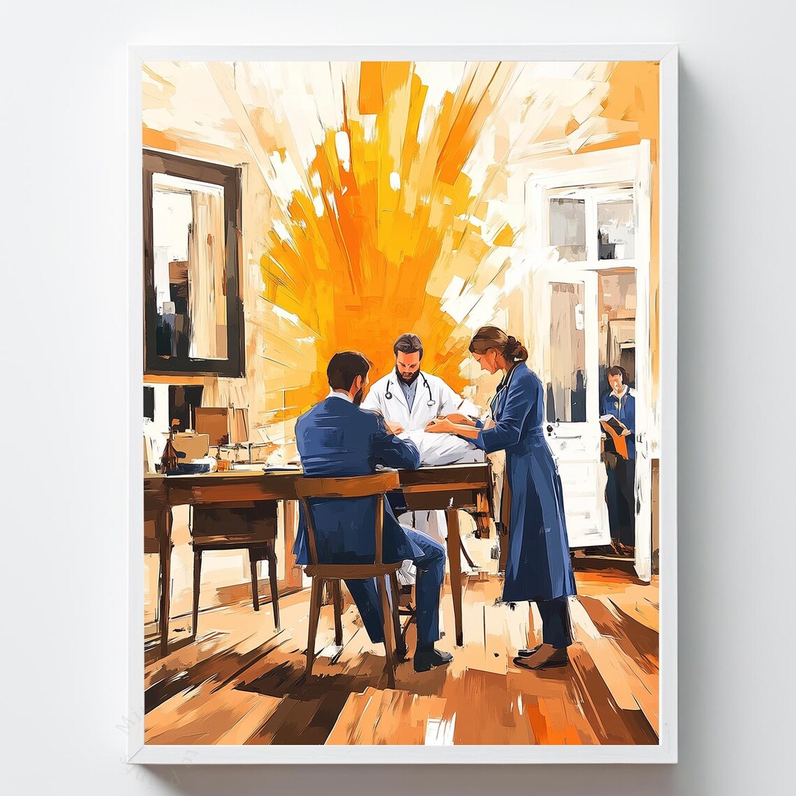 Vintage Doctor Nurse Medical Office Painterly Illustration Art Poster