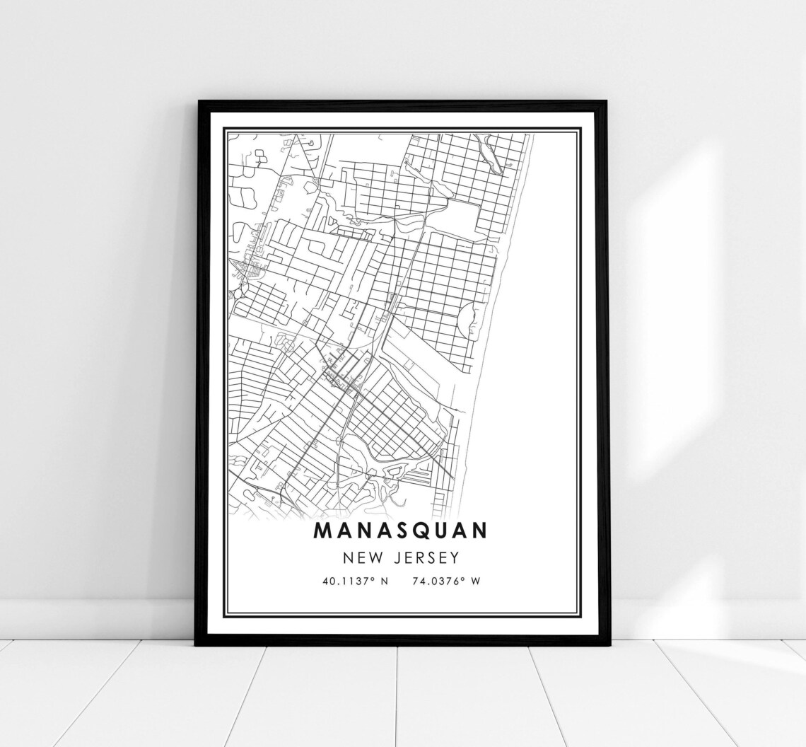 Manasquan Map Poster, New Jersey City Art Print