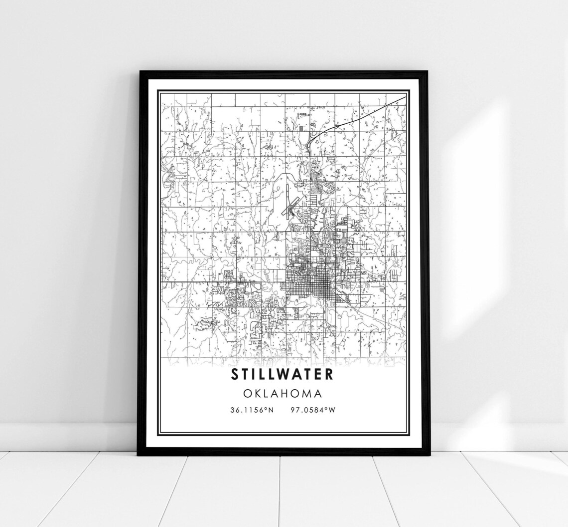 Stillwater Map Print, Oklahoma City Travel Poster