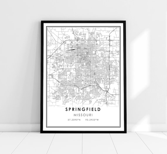 Springfield Map Print, Missouri City Travel Poster