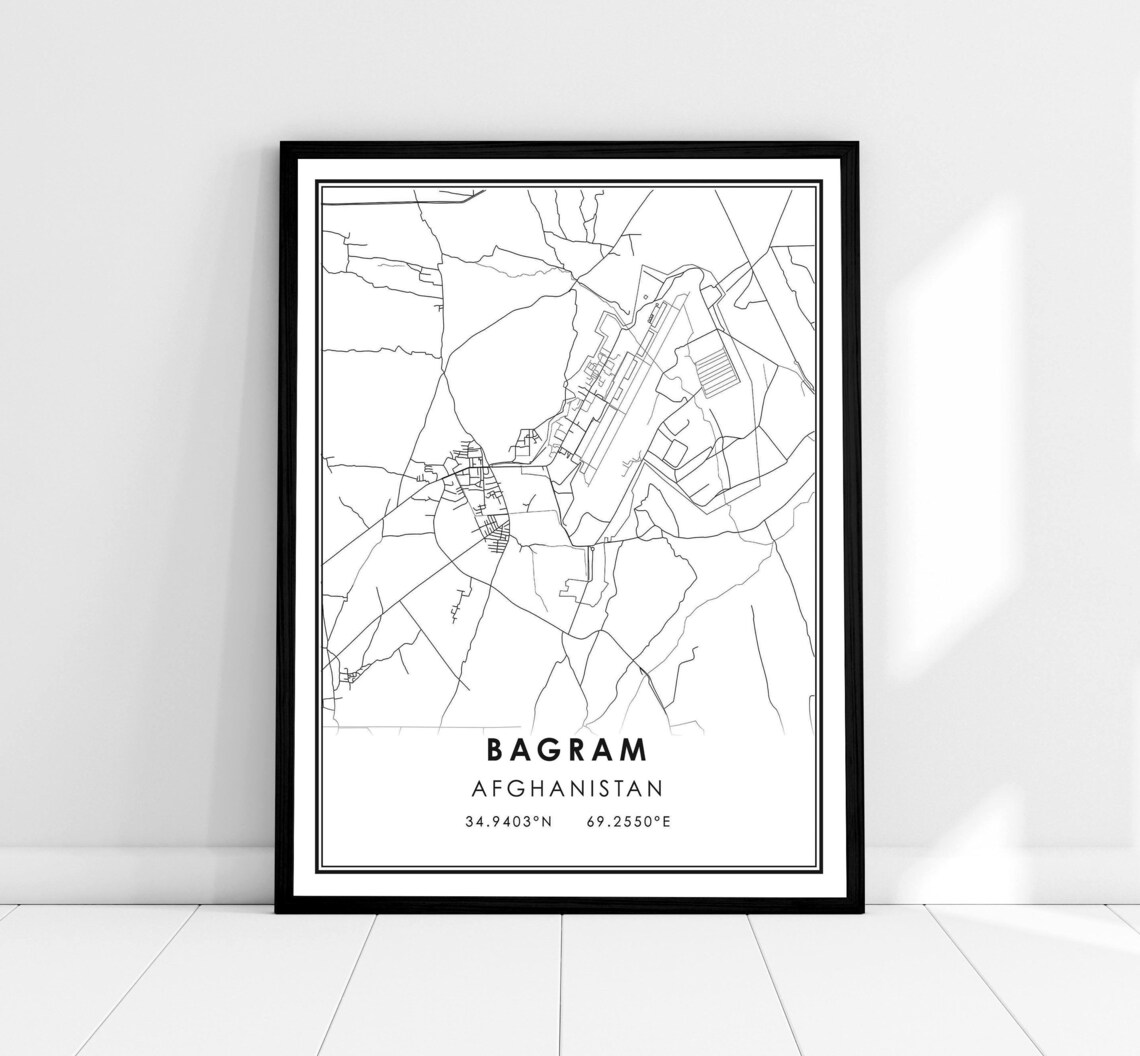 Bagram Map Print, Afghanistan City Travel Poster