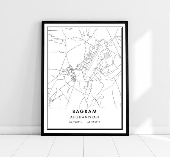 Bagram Map Print, Afghanistan City Travel Poster
